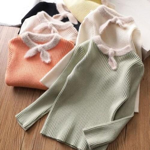 Toddler Girl Winter Clothes 2019 New Baby Girl Bow Tie Sweaters Kids Long Sleeve Thin Sweater Toddler Girl Solid Knit Cardigan