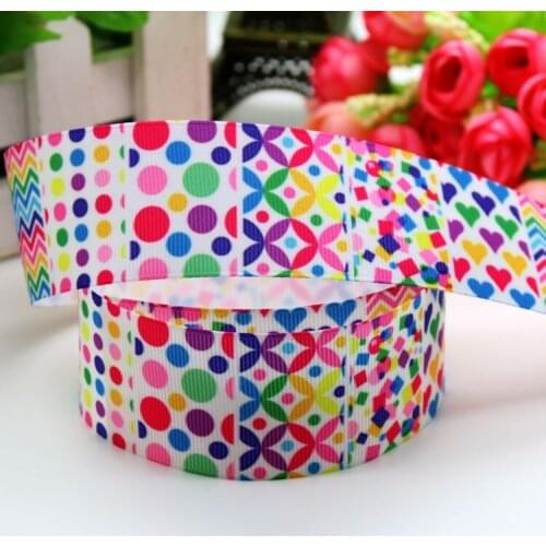 1.5'' Free shipping polka dots flowers printed grosgrain ribbon hair bow headwear party decoration wholesale OEM 38mm H5531