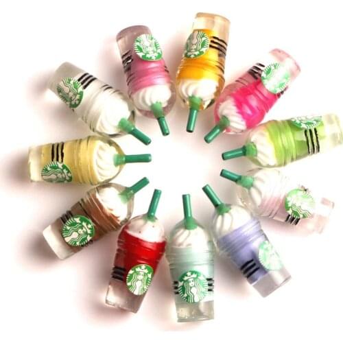10Pcs Resin Coffee Bottle Cups Decoration Crafts Flatback Cabochon Embellishments For Scrapbooking Kawaii DIY Accessories