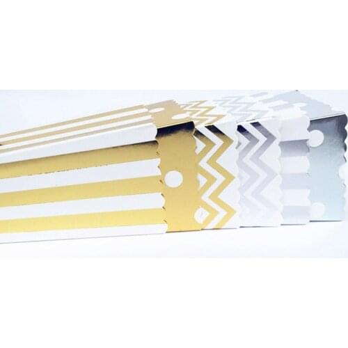 12pcs Gold/Silver Stiff Paper Mini Party Popcorn Boxes Pop Corn Candy/ Sanck Favor Bags Wedding Birthday Movie Party Tableware