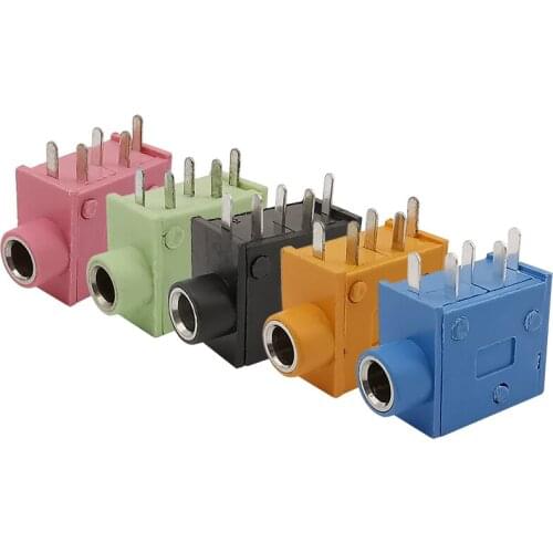 2/5/10Pcs Headphone Jack PJ-325 3.5mm 5Pin Stereo Female Socket Audio Earphone Connector Blue/Black/Pink/Green/Orange