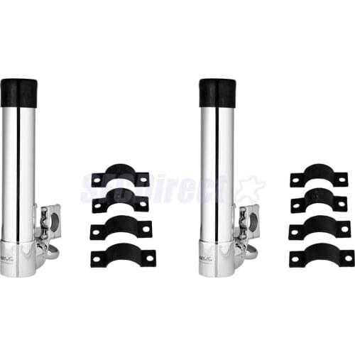2Pcs 360 Degree Rotation Stainless Steel Clamp-on Fishing Rod Holder for Rails 1" to 1-1/4" Rail Mount Rod Holder