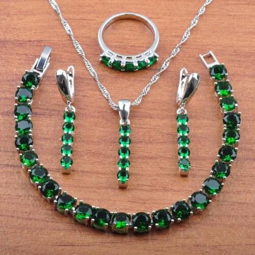 2020 New Product Trendy Costume Jewelry Sets With Natural Stones CZ Green Accessories Independent Gift Box JS0408