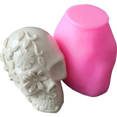 3D Flower Skull Silicone Mold Epoxy Resin DIY Decoration Making Soap Melt Resin Polymer Clay Home Decoration