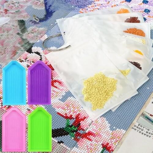 5D Diamond Painting Accessory Storage Containers Self-Seal Bags with Loose Leaf Binder Rings Diamond Tray Sticker Lable Sheets