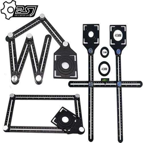 6-fold Aluminium Alloy Angle Ruler Finder Measuring Ruler Perforated Mold Template Tool Izer Locator Drill Guide Tile Hole