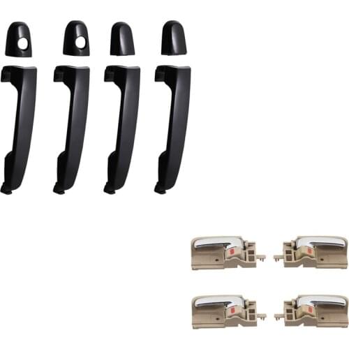 8PCS BLACK EXTERIOR AND BEIGE CHROME Interior door handle for TOYOTA Corolla 03-08 RH:69205-12200-A2 LH:69206-12200-A2