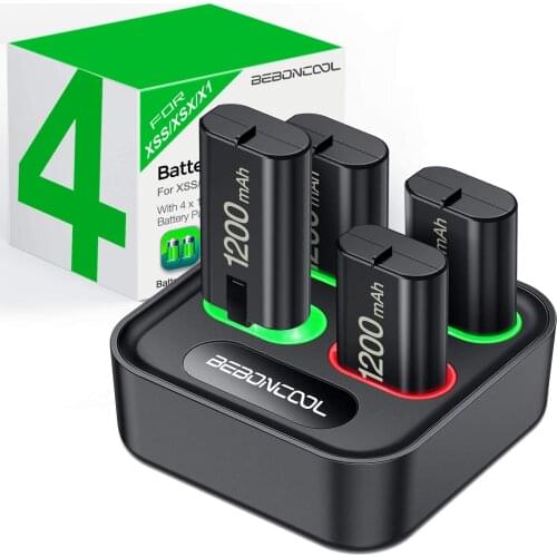 4Pcs 1200mAh Battery Pack for Xbox One Wireless Gamepads Rechargeable Battery USB Charger for Xbox One X/S/Xbox Elite Controller