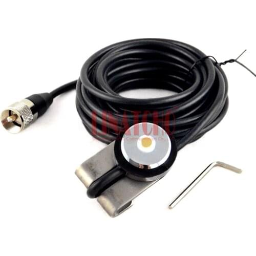 5 Meters car radio antenna NMO Trunk Lid Mount RG58U Coaxial Cable PL-259 Plug Stainless Steel Bracket