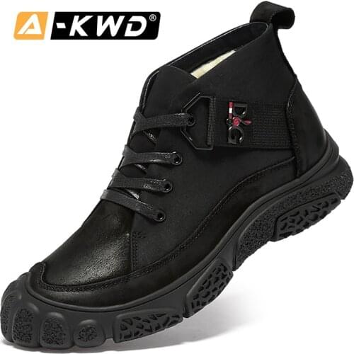 Fashion Outdoor Men Shoes Winter Warm Casual Mens Boots zapatos invierno hombre Genuine Leather work shoes men leather boots 44