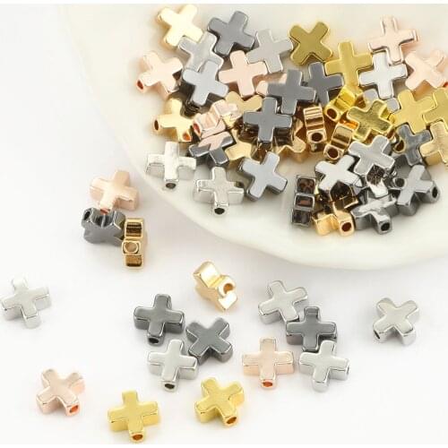 Color Retention Copper Beads Charms Cross Beads Plated Crafts Metal Beads For Jewelry Making Diy Bracelet Necklace Earring 10pcs