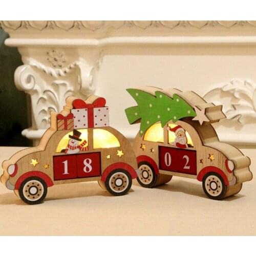 Wooden Christmas Advent Calendars Car Shape Christmas Decorations for Home Xmas Ornament Creative Christmas Gifts