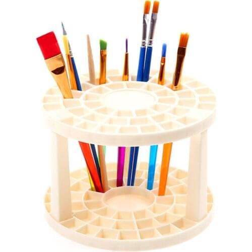 49 Holes Pencil & Brush Holder -Desk Stand Paintbrush Organizer Holding Rack for Pens Artist Paint Brushes Holder 49 Openings
