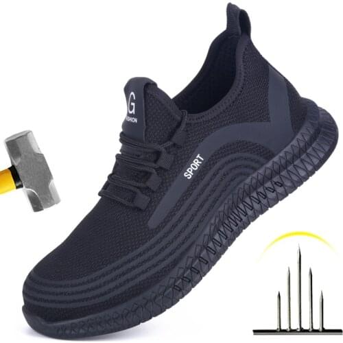 Breathable Mens Safety Shoes Boots With Steel Toe Cap Casual Mens Boots Work Indestructible Shoes Puncture-Proof Work Sneakers