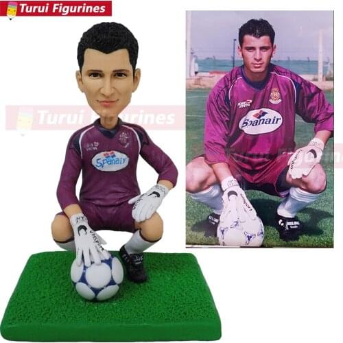 Football gate keeper custom polymer clay figurine handcraft artifact pottery ceramic doll personalized toy home decor and statue
