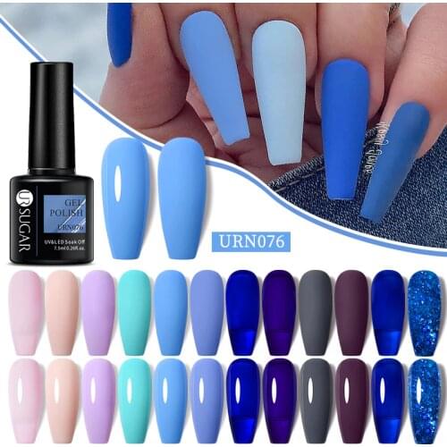 UR SUGAR New Gel Nail Polish Matte Dark Blue Glitter Vernis Semi Permanent UV LED Gel Varnish For Nails Art Manicure Top Coat
