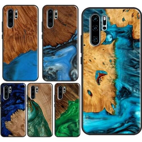 Hybrid Wood Resin Case For Huawei P30 Lite P40 P20 Pro Mate 20 Lite Honor 20 9 8 X 10i P Smart Z Nova 5T