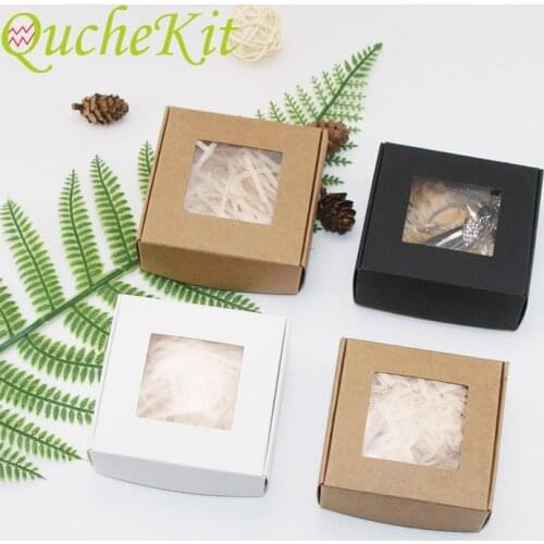 50Pcs Kraft Paper Candy Box Transparent PVC Window Soap Case Wedding Christmas Baby Shower Chocolate Gift Packaging Boxes
