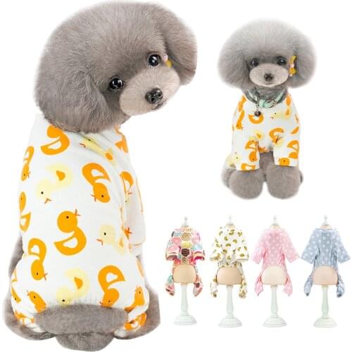 Cute Small Dog JumpSuit Pajamas Cotton Dog Clothes Puppy Jumpsuit Clothing Coat For Chihuahua Small Medium Dogs Printed Shirt