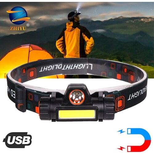 Mini XPE+COB LED Headlamp Portable Torch Lamp Built-in USB Rechargable 18650 Battery Lanterm Outdoor Camping Hiking Night Light