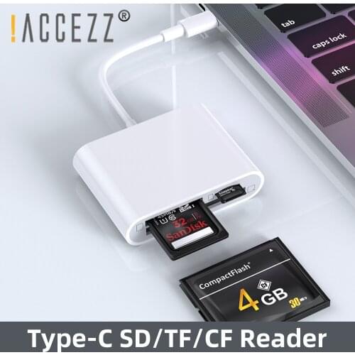 !ACCEZZ SD/TF/CF Card Reader For Laptop Tablet PC Phone Multifunction Type c to Micro SD TF CF Smart Memory Card OTG Cardreader