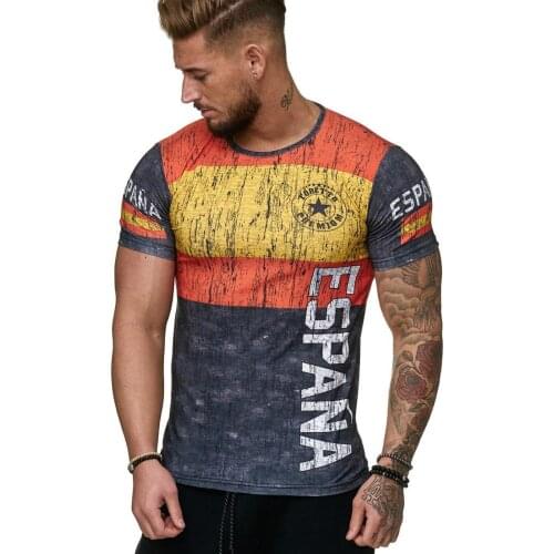 Fashion mens T-shirt, Spain Russia Portugal Germany Finland letter printed casual street oversized large 3D T shirt, XXS-6XL