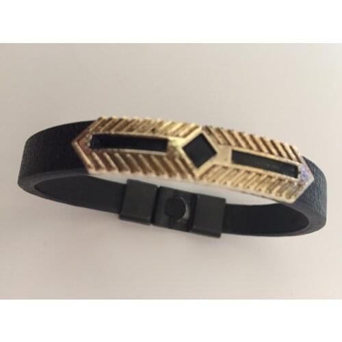 Mens Bracelet, Real Leather, Stainless Steel Accessories, Special Design Solid, Fashion Jewelry Silver Detailed