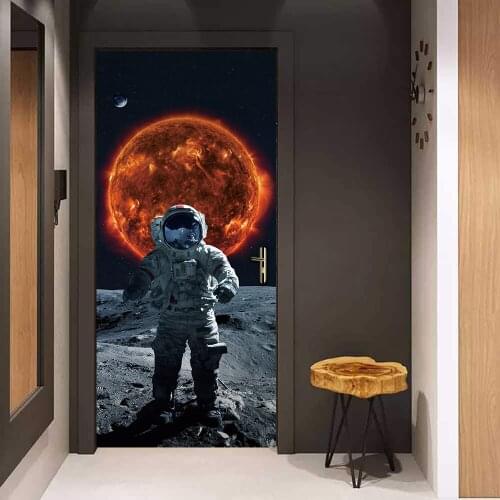 Refrigerator and Door Sticker Moon Landing Door Household Wallpaper Stickers Bedroom Parlor Corridor Door Decoration