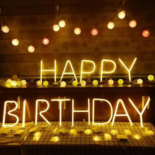 Happy birthday Neon light DIY led neon sign letters room decoration