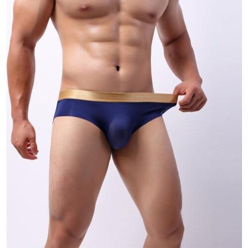 New Fashionable Men Briefs Ice Breathable Comfortable Bulge Underwear Underwear Summer Ultra-thin Ice Silk Men Briefs