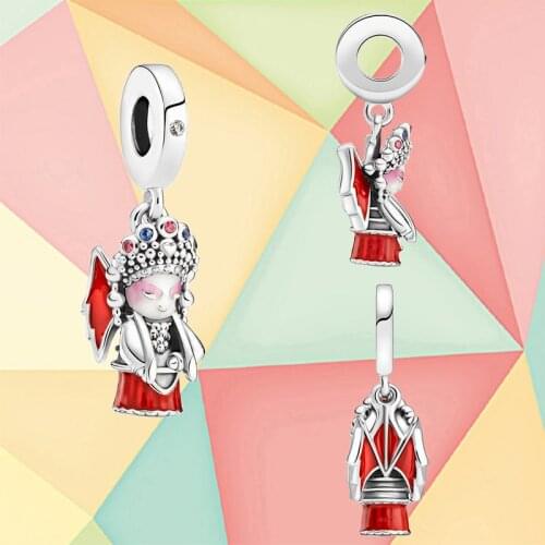 New Style 925 Silver Peking Opera Doll Charm Suitable For European Style Bracelet Bracelet Diy Jewelry, Supplier Wholesale