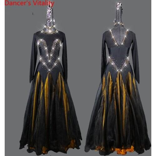 Waltz Dress Diamond-Studded Long-sleeve Performance Clothing High-end Custom Female Adult Ballroom Dancing Competition Clothes