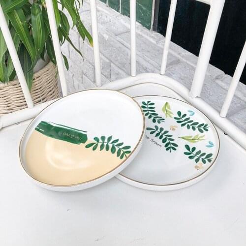 Nordic Breakfast Tableware Salad Western Food Plate Ceramic Steak Plate Home Dishes Ins Wind Dessert Plate