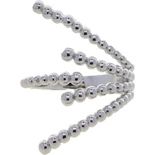 Simple Geometric Fashion Women Full Finger Jewelry Round Ball Beaded Band Multi Wrap Open Adjust Ring