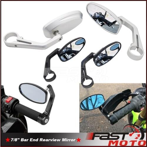 Black Silver Adjustable 360 Rotate 7/8'' Handle Bar Rear View End Rearview Mirror Cafe Racer For BMW Kawasaki Yamaha Honda