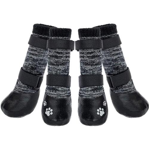 Adjustable Strape Winter Warm Outdoor Waterproof Anti-slip Dog Socks Anti Skid Small and Large Pet Shoes Dog Cotton Shoes