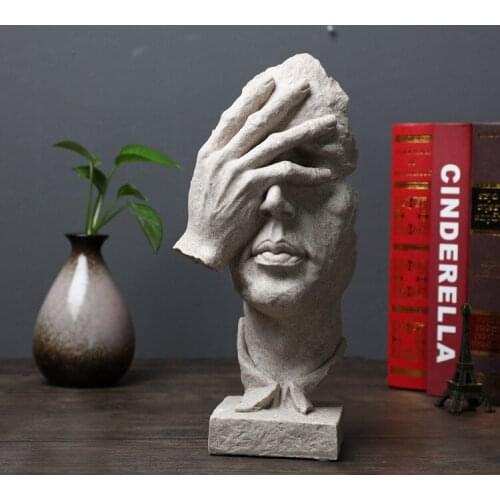 Retro Meditators Abstract Sculpture Man Creative Face Statue Character Resin Figurine Artwork Home Decorations