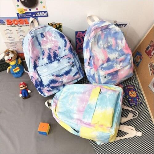 Womens Backpack Kawaii Tie Dye Teenager Harajuku Zipper Fashion Aesthetic High Quality Vintage Casual Mini School Bags Gift