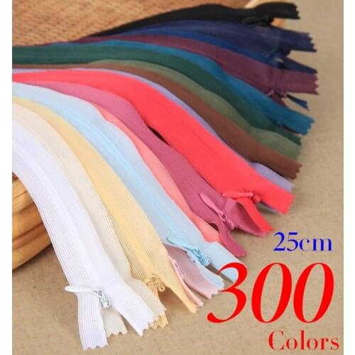 DIY Red white Black Green Invisible 3# metal zippers length 25cm Sewing Needlework patchwork (20pieces/lot) 300 colors