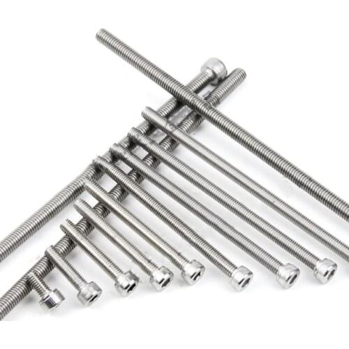 M3 M4 M5 M6 allen bolts inner hexagon soctet thumb screws long full thread pitch stainless steel 70mm-150mm length