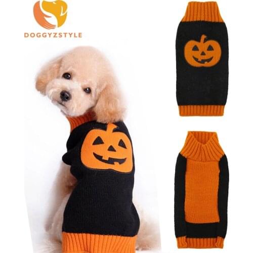 Pet Cat Dog Sweater Winter Clothes Halloween Pumpkin Pattern Dog Knitwear Pets Sweatshirt Puppy Apparel Accessories Pets Costume
