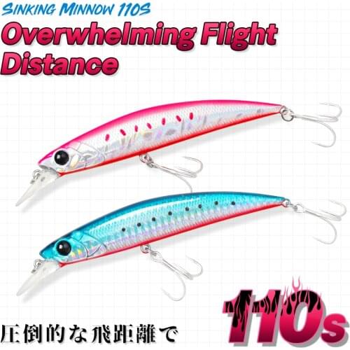 TSUIRNOYA 110S Sinking Minnow DW77 110mm 22g Large Trout Pike Seabass Sea Fishing Artificial Hard Bait Jerkbait Wobble