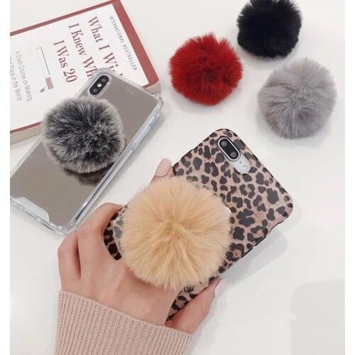 Universal Ring Bracket Cute Plush Ball Mobile Phone Bracket Colorful Cell Phone Holder Stand Phone Accessory for All Phone