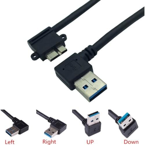 USB 3.0 A 90 Degree Up Angle Male to Micro B male 10pin 90 Degree Left Angle Short Data and Charging Cable
