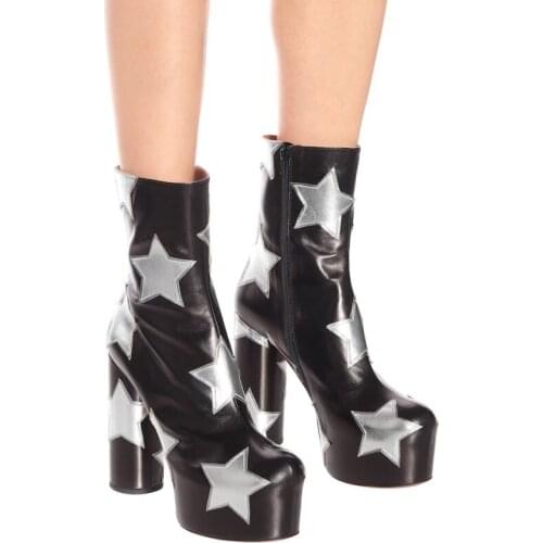 ENMAYER New Women Platform Ankle Boots Fashion Round High Heels Boots High Quality Ladies Boots Women Boots