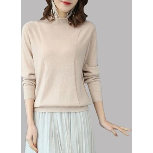 2019 Spring New Casual Knitted Thin Tops Womens Solid color O-Neck Loose Sweater Femme fashion Long sleeve Short Pullovers