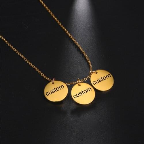 Sipuris Personalized Name Necklace Stainless Steel Multi-Name Letter Necklace For Women Round Pendant Golden Jewelry Gifts 2021