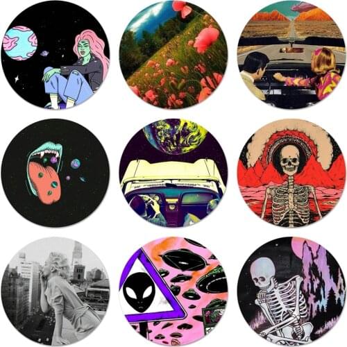 58mm Trippy Art aesthetic Icons Pins Badge Decoration Brooches Metal Badges For Backpack Decoration
