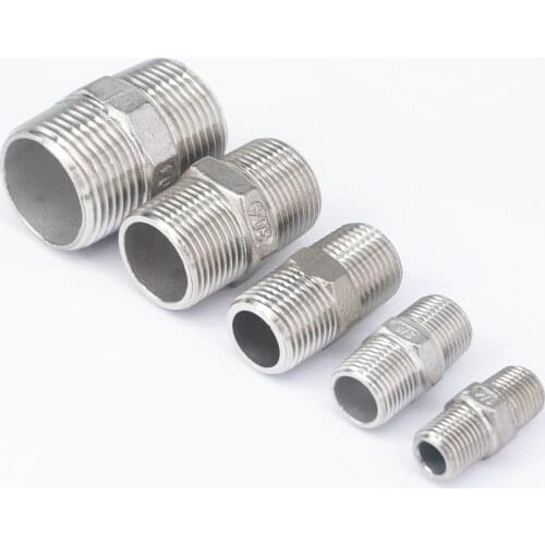 1/8" 1/4" 3/8" 1/2" 3/4" 1" 1-1/2" 2" BSP Male 304 Stainless Steel Hex Nipple Pipe Fitting Connector Coupler 143 PS