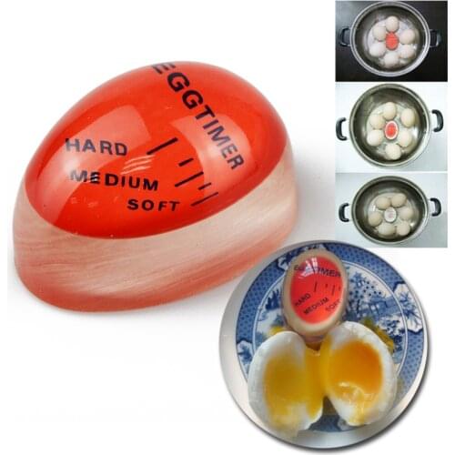 1PC Egg Perfect Color Changing Timer Yummy Soft Hard Boiled Eggs Cooking Kitchen Eco-Friendly Resin Egg Timer Red Timer 1065B